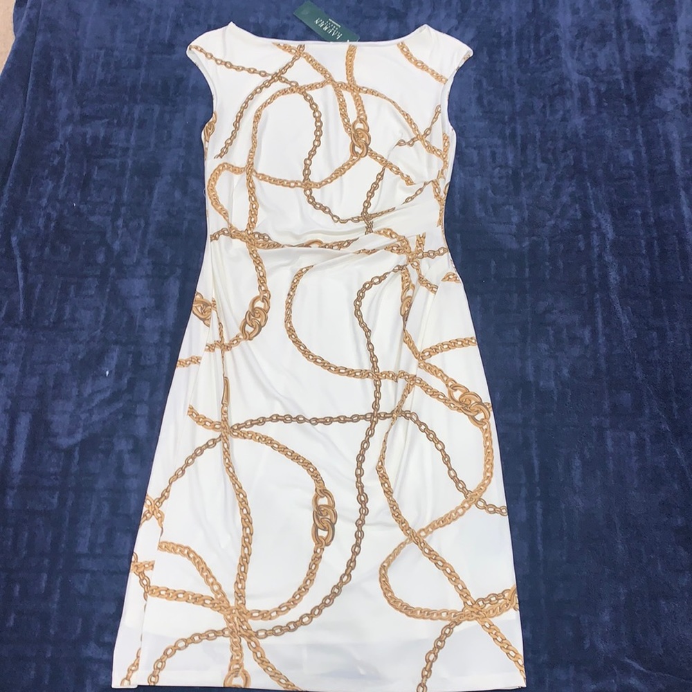 Ralph Lauren Lauren Sleeveless Dress - Chain Print Jersey Dress